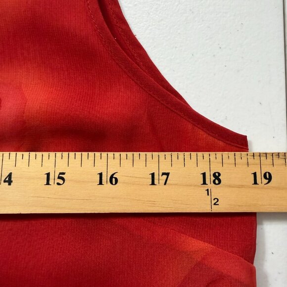 Adrianna Papell Red Floral Sheer Overlay Midi Long Dress Women’s M - Picture 9 of 10